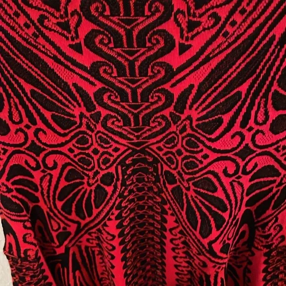 RVN Red and Black Abstract Fit and Flare Dress, Size Small - Picture 10 of 15